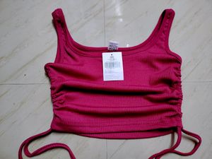 Magenta PinkRib Crop Top  With Price Tag