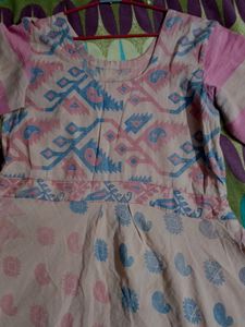 COTTON FROCK SUIT WITH PLAZZO IN OFF WHITE COLOR