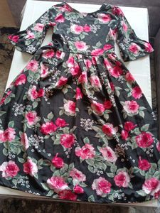 Black Floral Print Dress