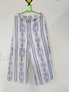 Patterned Cropped Wide Leg Pants