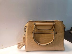 Tan Croc-Embossed Satchel Imported Bag