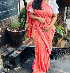Elegant Peach Saree