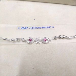 Pure Silver Pink CZ Hand Bracelet