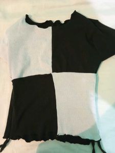 Black N White Crop Top