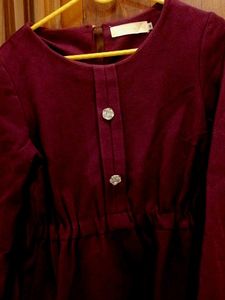 Burgundy Dress with Buttons