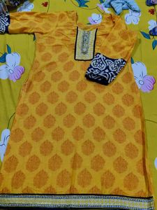 Yellow Printed Kurti