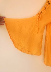 Korean Yellow Flared Top For Women