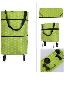 Green Polka Dot Rolling Tote