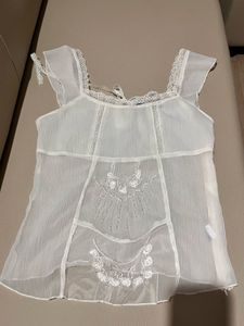 Sheer White Embroidered Top