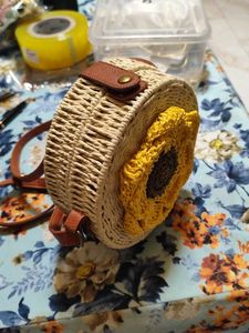 Mauritius Bamboo Yellow Flower Bag With Sling