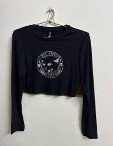 Black 'Bad Vibes Only' Crop Top