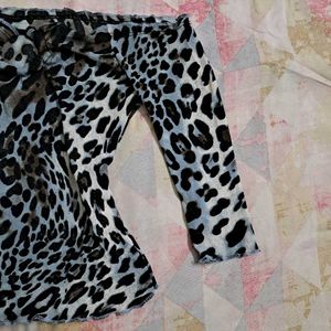 Y2k Leopard Print Off Shoulder Top