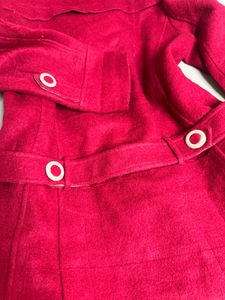 Red Coat with Beige Collar