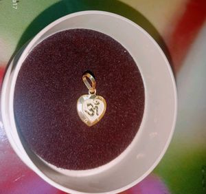 pure gold Om Heart Pendant, small size