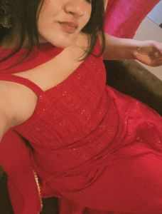 Red Embroidered Kurta Set