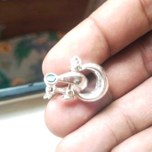 Pure Silver Black Dimond Bali Stud Earrings