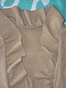 Tan Textured Wrap Top