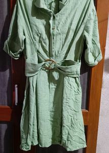 Green Belted Shirt Dress