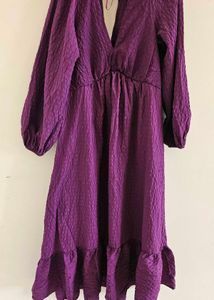 Purple textured midi dress