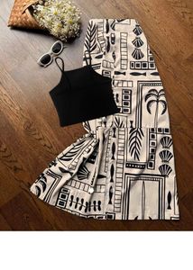 Patterned Skirt With Crop Top