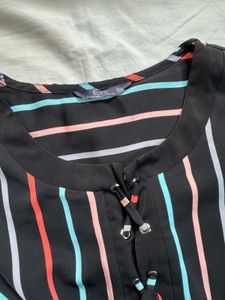 Striped Lace-Up Top