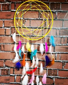 FEATHERY YELLOW DREAM CATCHER