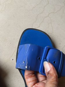 Charles &amp; Keith Blue Buckle Slides