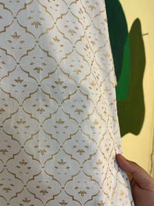White And Gold Festive Straight Kurti