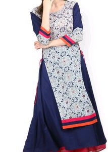 Blue A-line Kurta From La Firangi Brand It&#39;s Next To New Condition..32 To 36 Bust Can Wear..nice Soft Cotton Material..only Used Once.....