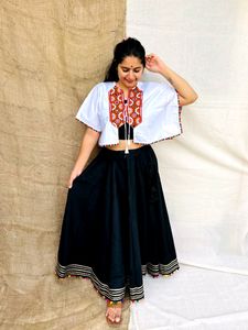 *Navratri special - plain cotton front open shrug with Plain cotton umbrella skirt, which is absolutely comfortable and newly styled!*