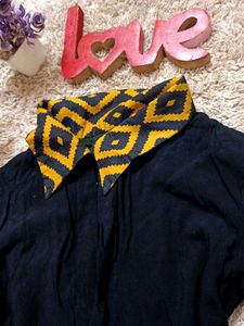 Patterned Collar Top