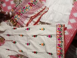Jaipuri Phulkari White Suit