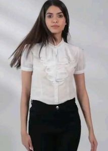 Ruffled White Top