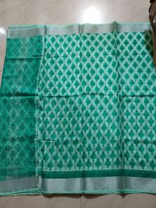 Green Floral Print Saree