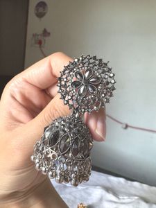 Silver Jhumka Earrings