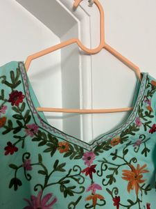 Embroidered Light Blue Kurti