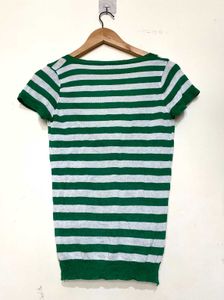 Green &amp; White Knit Stripped Top (A)