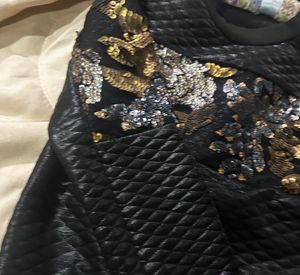 Black Sequin Quilted Sweatshirt
