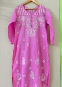Pink Chikankari Kurta