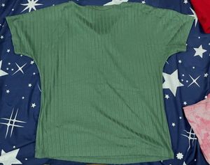 Green V-Neck Top