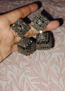 Elegant Silver Jhumka Earrings