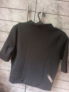 SHEIN BRAND Stylish Black Button-Down Top