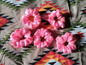 Pink Satin Scrunchie