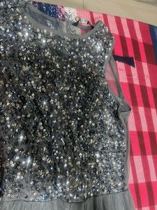 Grey Stone Work Glamorous Maxi Dress