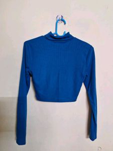 High Neck Blue Top