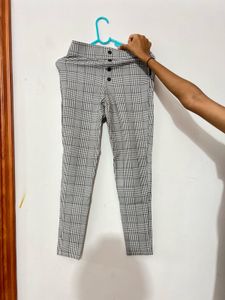 Plaid High-Waisted Pants