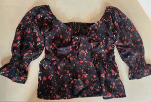 Floral Print Tie-Front Top