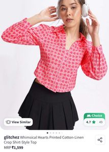 heart printed crop shirt top