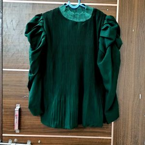 Green Puff Sleeve Top