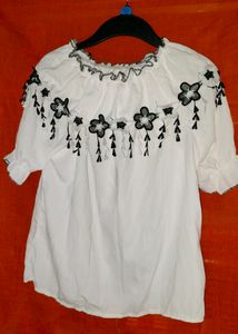 Trending Embroidery Stylish White Top Off Shoulder